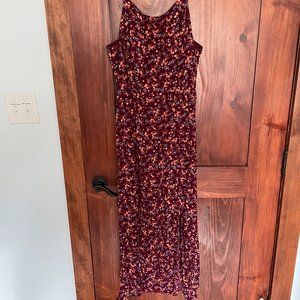 Old Navy Red High Neckline Long Dress with Slit - Large